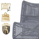 2 Poltronas E Mesa Texas Em Alumínio Pintura Marrom Corda Náu