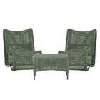 2 Poltronas E Mesa Texas Em Alumínio Pintura Preta Corda Náut