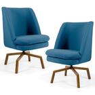 2 Poltronas Ka Madeira Pérsia B170 Suede Azul