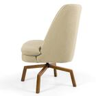 2 Poltronas Ka Madeira Pérsia C129 Linho Bege Escuro