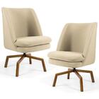 2 Poltronas Ka Madeira Pérsia C129 Linho Bege Escuro
