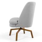 2 Poltronas Ka Madeira Pérsia C315 Linho Cinza Claro