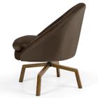 2 Poltronas Ka Madeira Rafa B261 Veludo Marrom Claro