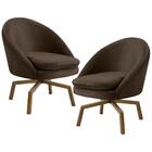 2 Poltronas Ka Madeira Rafa B261 Veludo Marrom Claro