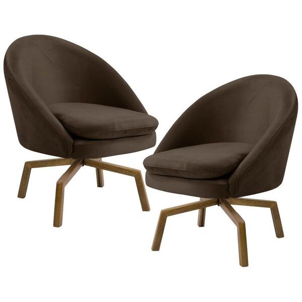 2 Poltronas Ka Madeira Rafa B261 Veludo Marrom Claro