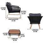 2 Poltronas Milão Com Mesa Em Corda Náutica, Alumínio Com Pin