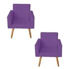 2 Poltronas Sala De Estar Nina Com Puff Aramado Roxo