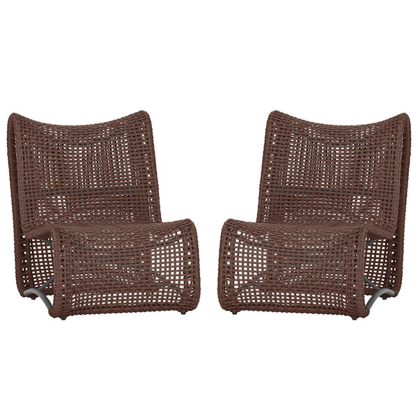 2 Poltronas Texas Em Alumínio Corda Náutica Pintura Preta Tra