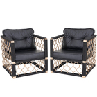 2 Poltronas Trama Original Em Alumínio Bronze Corda Náutica A