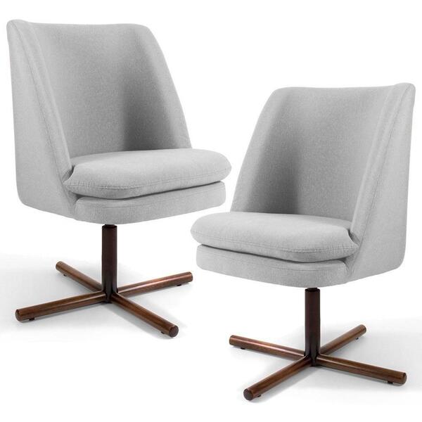 2 Poltronas Xis Madeira Pérsia C-315 Linho Cinza Claro