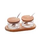 2 Porta Geléia Woodart De Vidro Natural 24cm X 13cm X 7,5cm