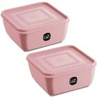2 Potes Plásticos Uz Rosa Quadrado Multiuso 1,5l Com Tampa Pr