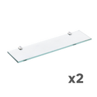 2 Prateleiras Retas Simples Vidro Incolor 40x10cm Sensea