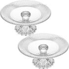 2 Pratos Porta Bolo Cristal Com Pé 25cm Boleira Incolor Torta