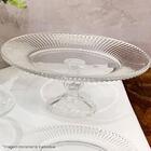 2 Pratos Porta Bolo Cristal Com Pé 25cm Boleira Incolor Torta