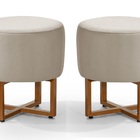 2 Puff Banqueta Para Penteadeira Apoio Com Pes De Ferro Doura