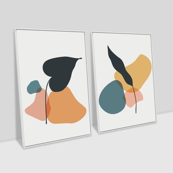 2 Quadros Decor Folhas Tropicais 01 60x90x4,4 Luven Bra