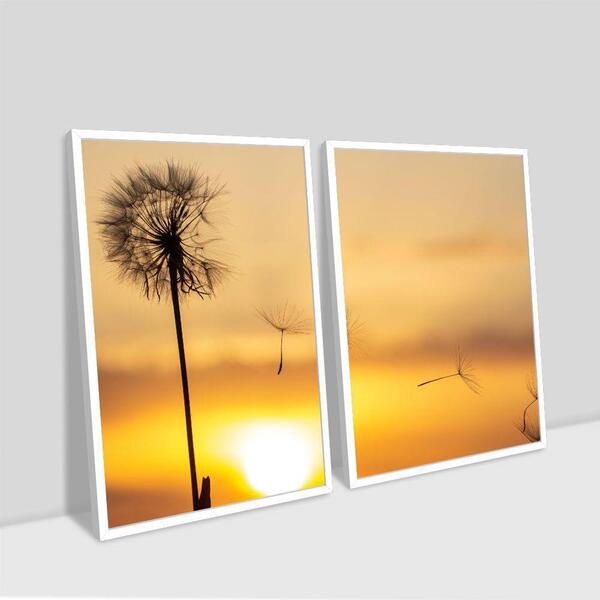 2 Quadros Decorativos Dente De Leão 04 60x90x2,8 Luven Bra