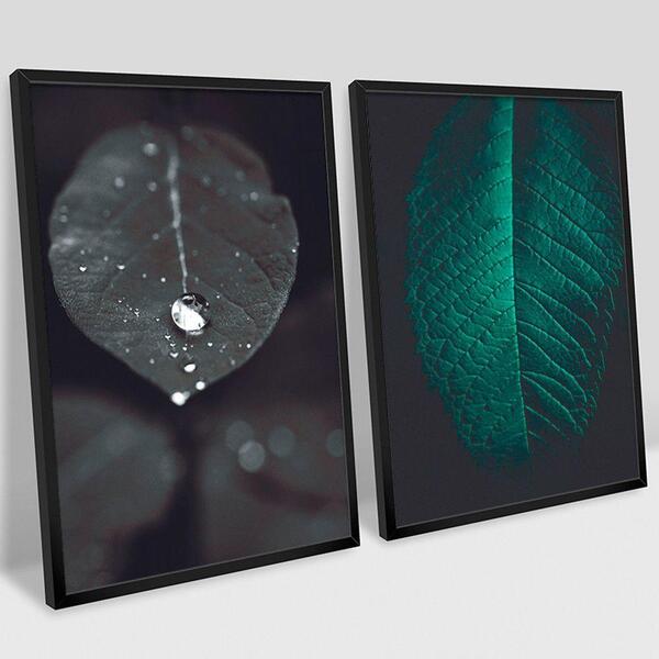 2 Quadros Decorativos Folhas 60x90x2,8 Pvc Luven Pre