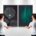 2 Quadros Decorativos Folhas 60x90x2,8 Pvc Luven Pre