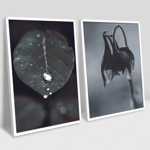 2 Quadros Decorativos Folhas Na Chuva 60x90x2,8 Luven Bra