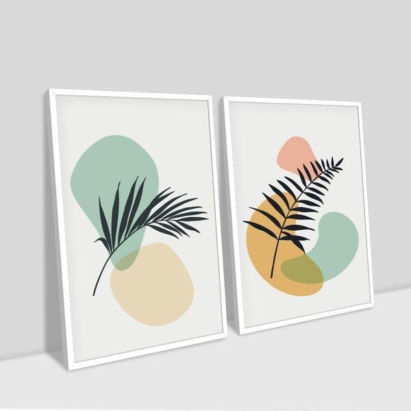 2 Quadros Decorativos Folhas Trop 02 60x90x2,8 Luven Bra