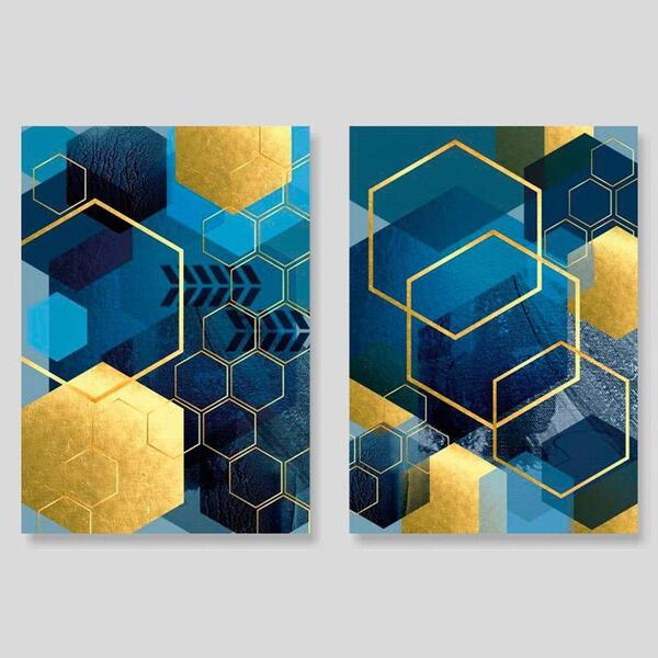 2 Quadros Decorativos Formas Geométri Cubos 21x30 Luven Bra