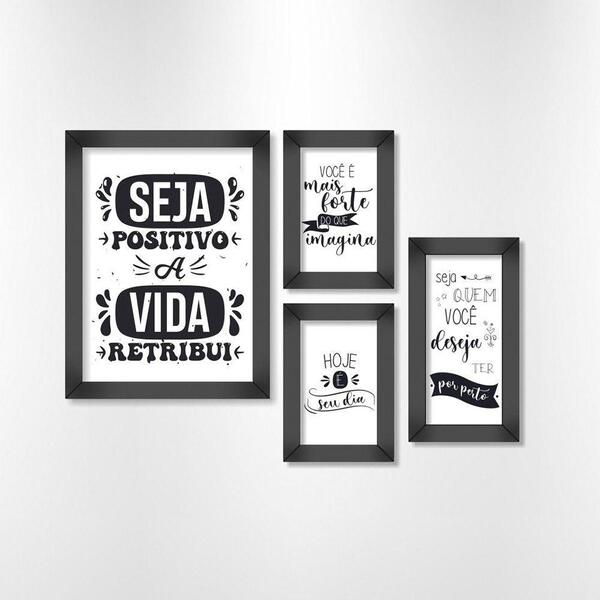 2 Quadros Decorativos Frases Motivacionais 4 Peças Luven Pr