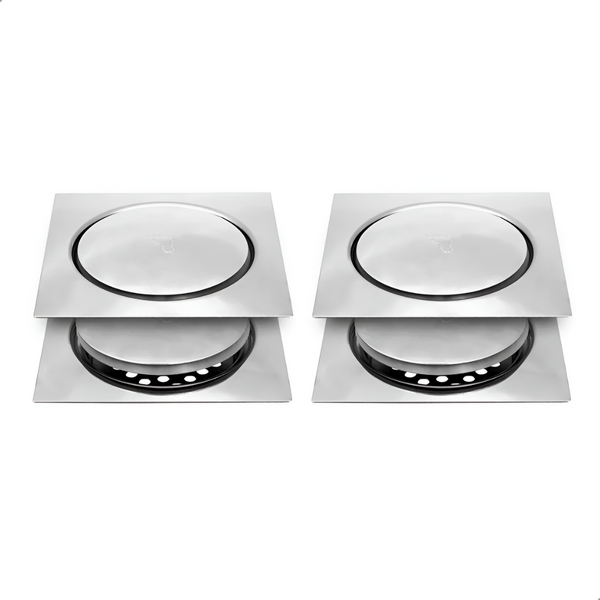 2 Ralo Inteligente Sistema Clic 10x10 Aço Inox Para Banheiro
