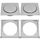 2 Ralos Click Inteligente Em Inox 10x10 Cm + 2 Porta Grelhas