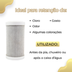 2 Refil Para Filtro Chuveiro Carvão Ativado Remove Cloro 5''