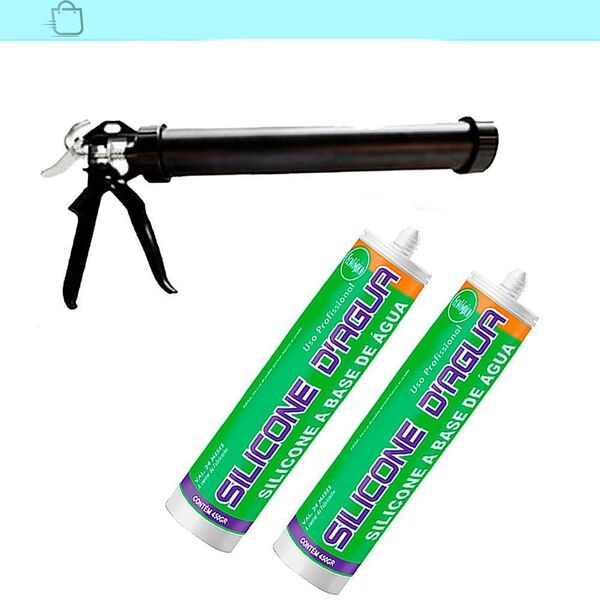 2 Silicone Cinza 450g Selante Acrílico Base Dágua Aplicadora