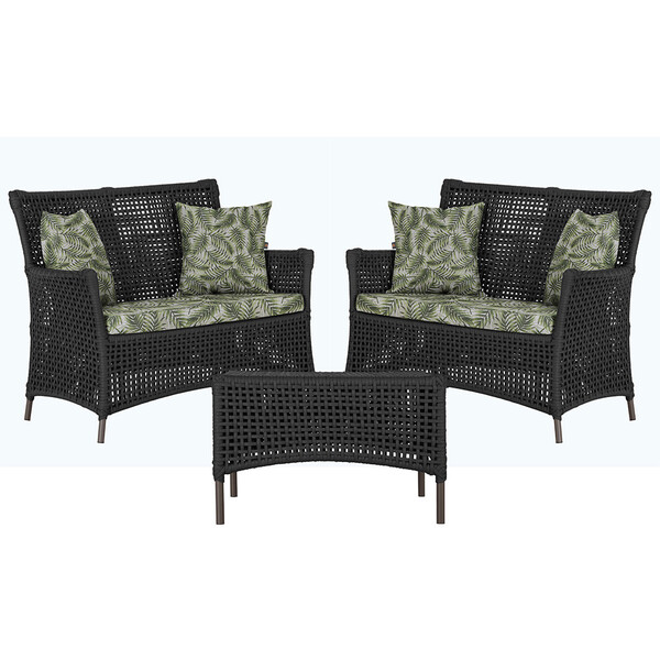 2 Sofá Área E Mesa Igapó Alumínio Pintura Marrom Corda Náutic