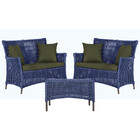 2 Sofá Área E Mesa Igapó Alumínio Pintura Marrom Corda Náutic