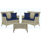 2 Sofá Área E Mesa Igapó Alumínio Pintura Marrom Corda Náutic