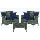 2 Sofá Área E Mesa Igapó Alumínio Pintura Marrom Corda Náutic