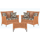 2 Sofá Área E Mesa Igapó Alumínio Pintura Marrom Corda Náutic