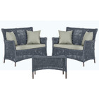 2 Sofá Área E Mesa Igapó Alumínio Pintura Marrom Corda Náutic