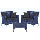 2 Sofá Área E Mesa Igapó Alumínio Pintura Marrom Corda Náutic