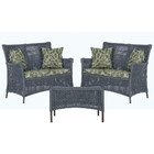 2 Sofá Área E Mesa Igapó Alumínio Pintura Marrom Corda Náutic