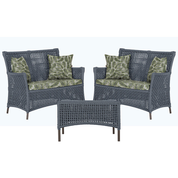 2 Sofá Área E Mesa Igapó Alumínio Pintura Marrom Corda Náutic