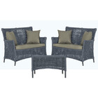 2 Sofá Área E Mesa Igapó Alumínio Pintura Preta Corda Náutica