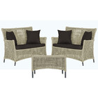 2 Sofá Área E Mesa Igapó Alumínio Pintura Preta Corda Náutica