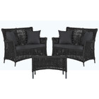 2 Sofá Área E Mesa Igapó Alumínio Pintura Preta Corda Náutica