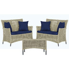 2 Sofá Área E Mesa Igapó Alumínio Pintura Preta Corda Náutica