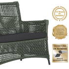 2 Sofá Área E Mesa Igapó Alumínio Pintura Preta Corda Náutica