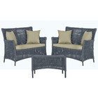 2 Sofá Área E Mesa Igapó Alumínio Pintura Preta Corda Náutica