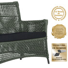 2 Sofá Área E Mesa Igapó Alumínio Pintura Preta Corda Náutica