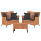 2 Sofá Área E Mesa Igapó Alumínio Pintura Preta Corda Náutica