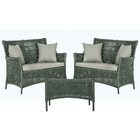 2 Sofá Área E Mesa Igapó Alumínio Pintura Preta Corda Náutica